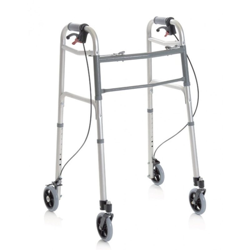 Deambulatore pieghevole regolabile a 4 ruote con freni